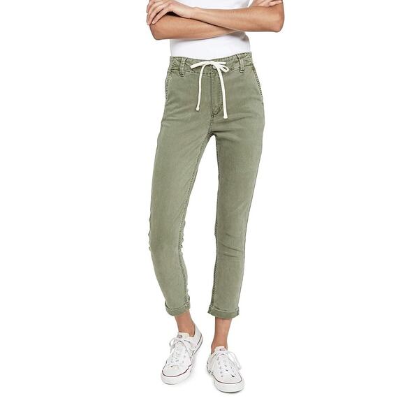 Paige Christy Pants Coastal Green Drawstring Women’s Pants Size 25 Stretch Twill - Picture 1 of 12